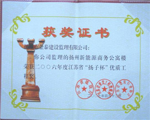 新能源商務(wù)公寓工程，2006年度江蘇省“揚子杯”優(yōu)質(zhì)工程獎